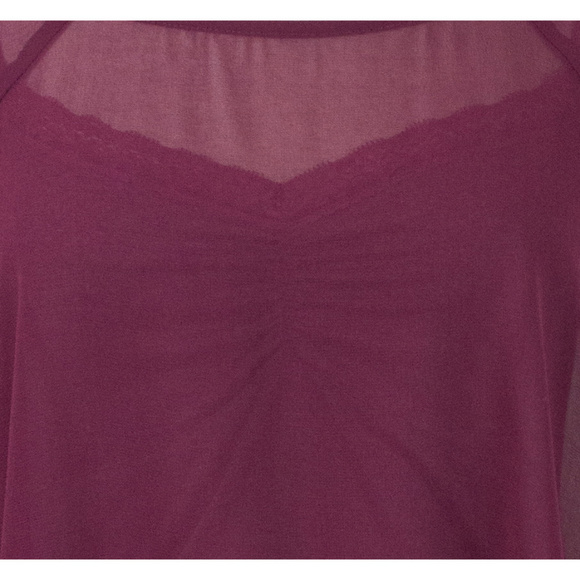 ▪️TRAFFIC PEOPLE Burgundy Semi-Sheet Chiffon Bell Sleeve Top 3/4 Sleeve … - Picture 4 of 4
